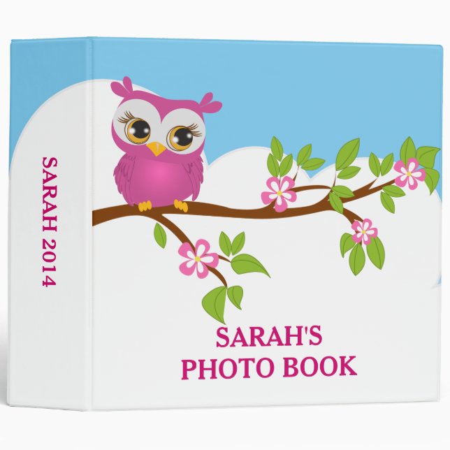 Cute Owl Girl on a Branch Photo Album Binder (Front/Spine)