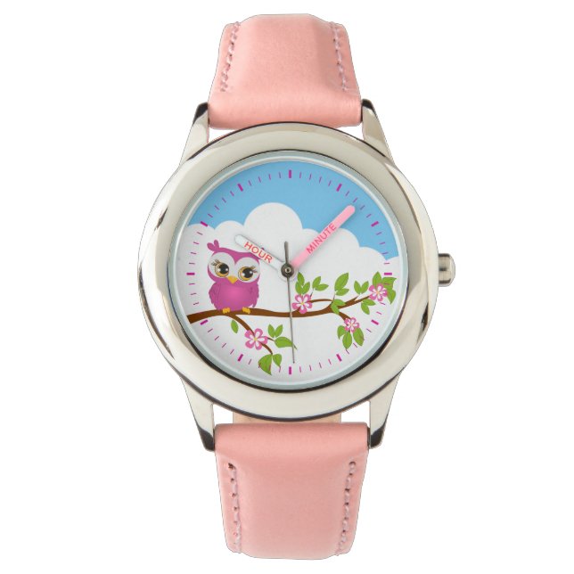 Cute Owl Girl on a Branch Watch (Front)