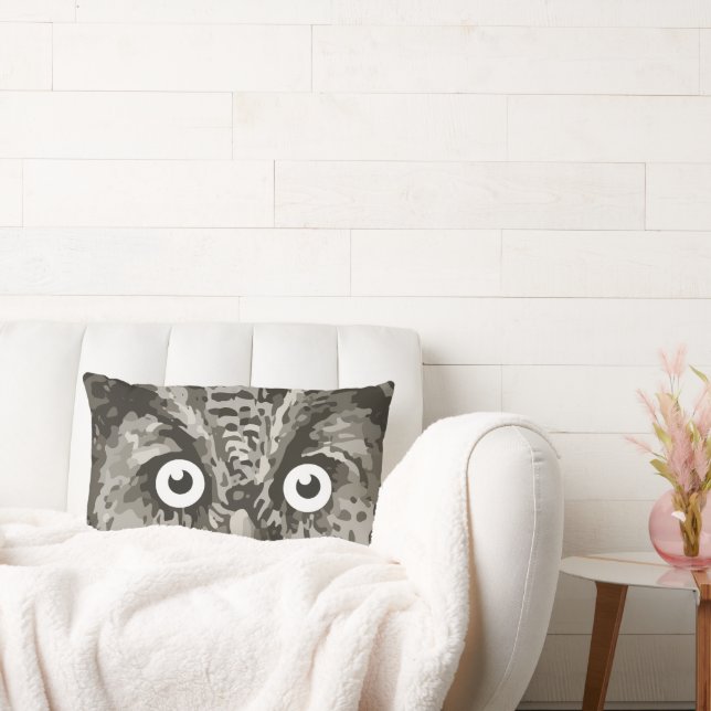 Cute Owl Gray Gender Neutral New Baby's Room Lumbar Pillow (Couch)