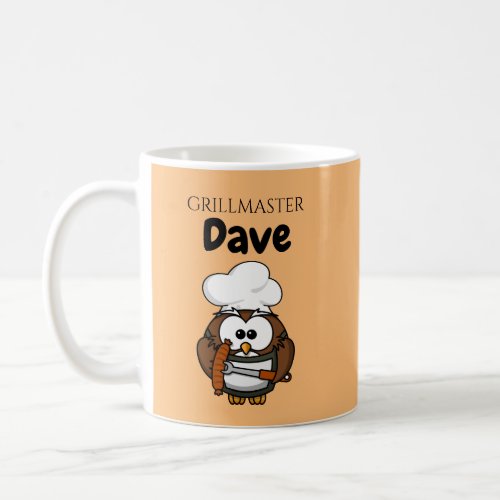 Cute Owl Grillmaster Personalized Coffee Mug