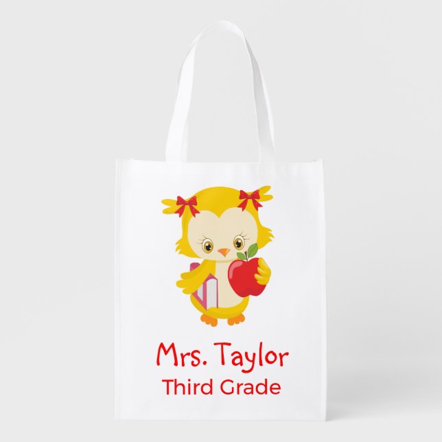 Cute Owl Grocery Bag (Front)