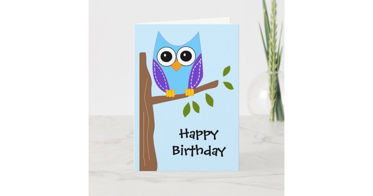 Cute Owl Happy Birthday Card | Zazzle