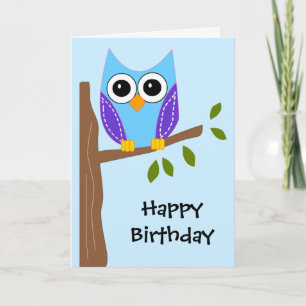 Cute Owl Happy Birthday Card