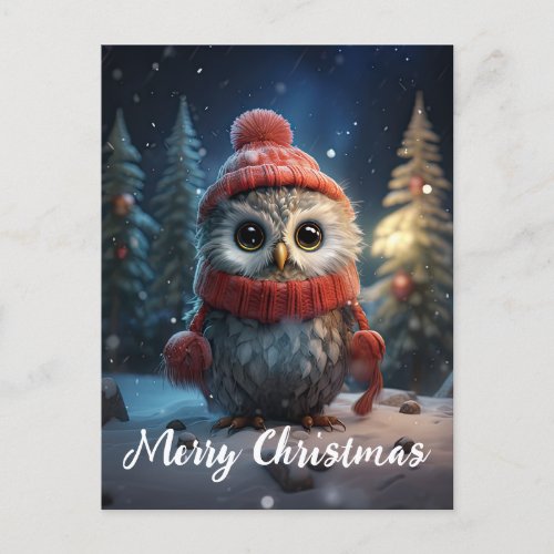 Cute Owl Happy Holidays Christmas Holiday Postcard