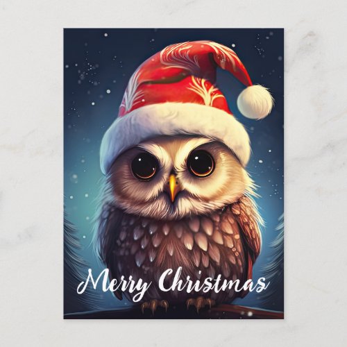 Cute Owl Happy Holidays Christmas Holiday Postcard