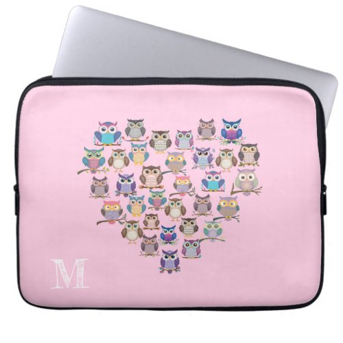 Cute Owl Heart Love Laptop Sleeve
