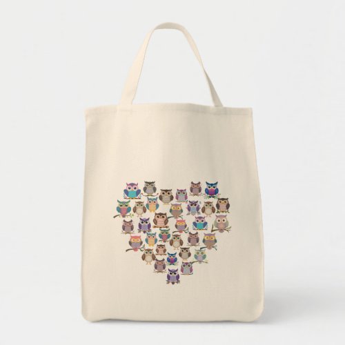 Cute Owl Heart Love Tote Bag