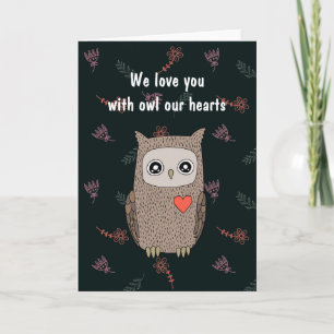 Cute Owl I love you, Kawaii Owl Custom Valentine Card