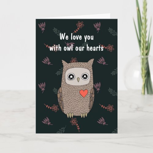 Cute Owl I love you Kawaii Owl Custom Valentine  Card
