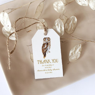 Cute Owl Illustration Baby Shower Thank You Gift Tags