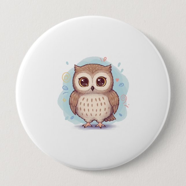 Cute owl illustration button (Front)