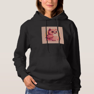 Cute Owl Illustration Modern Artwork Pink Women Ki Hoodie