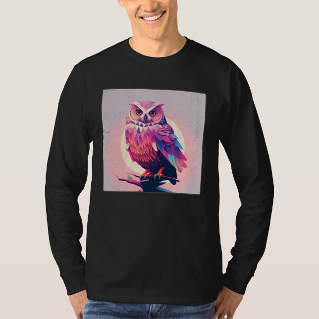 Cute Owl Illustration Modern Artwork Pink Women Ki T-Shirt (Front)