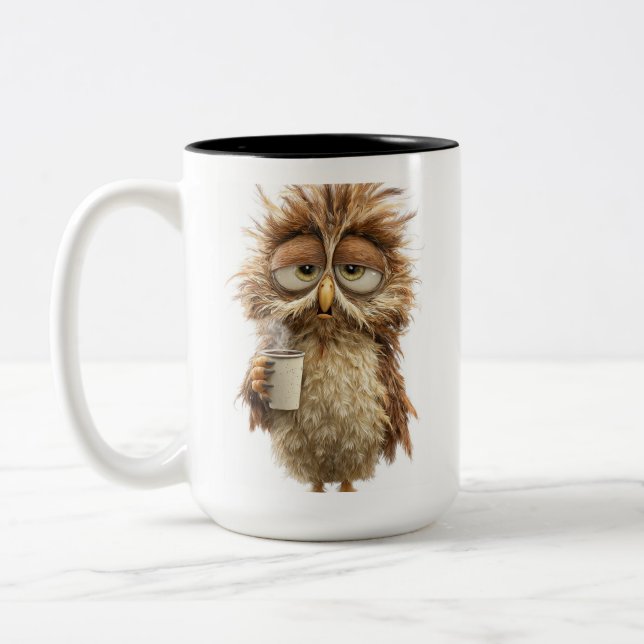 Cute Owl Illustration Mug | Adorable Woodland Bird (Left)