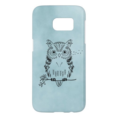 Cute Owl Illustration Watercolor Background Samsung Galaxy S7 Case