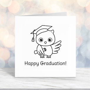 Cute Owl in a Graduation Hat Holding a Scroll Self-inking Stamp