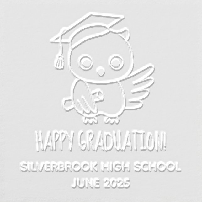 Cute Owl in a Graduation Hat Holding a Scroll V2 Embosser (Design)