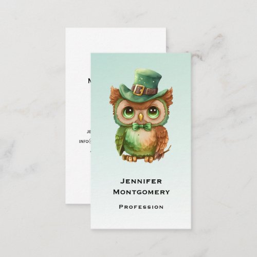 Cute Owl in a Green Top Hat Business Card