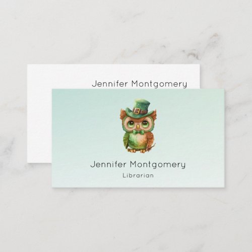 Cute Owl in a Green Top Hat Business Card