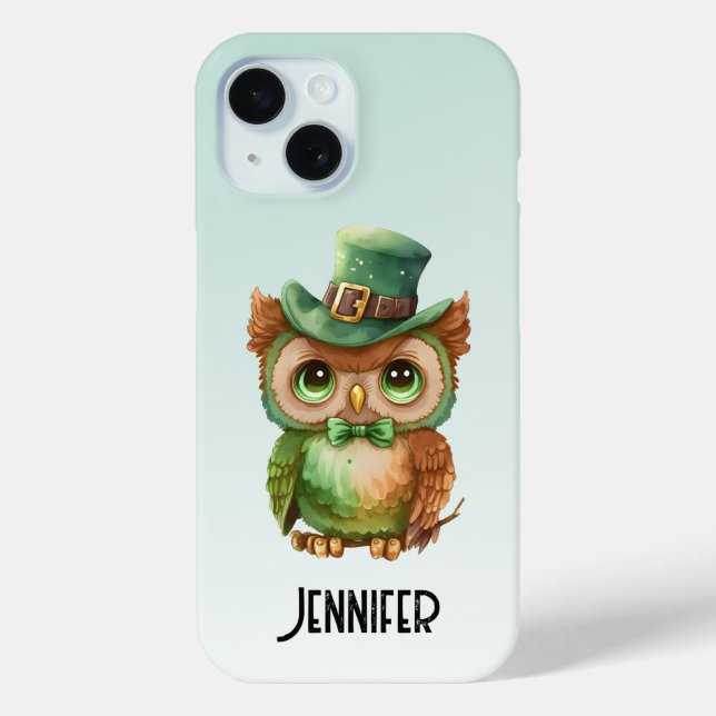 Cute Owl in a Green Top Hat Case-Mate iPhone Case (Back)