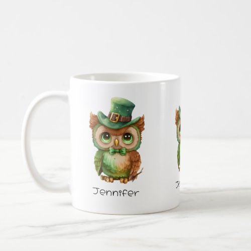 Cute Owl in a Green Top Hat Coffee Mug