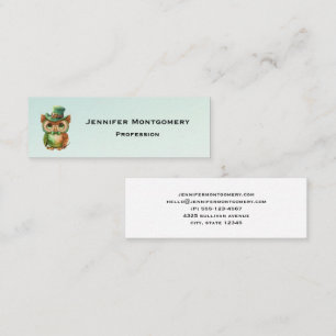 Cute Owl in a Green Top Hat Mini Business Card