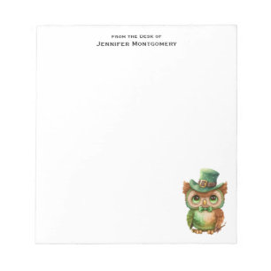 Cute Owl in a Green Top Hat Notepad