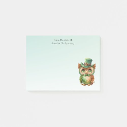 Cute Owl in a Green Top Hat Post_it Notes