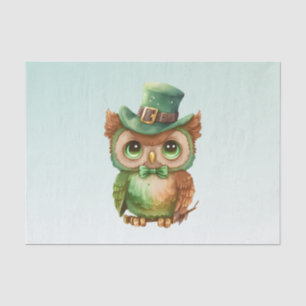 Cute Owl in a Green Top Hat Tissue Paper