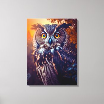 Cute Owl In Forest Nature Wildlife Bird Animal Canvas Print by azlaird at Zazzle
