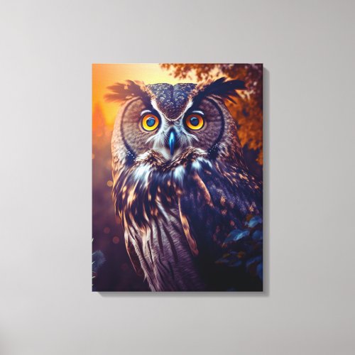 Cute Owl in Forest Nature Wildlife Bird Animal Canvas Print