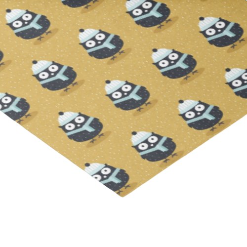 Cute Owl in Hat and Scarf Winter Pattern Tissue Paper