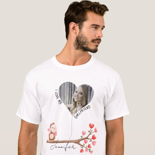 Cute owl in love custom photo for Valentines day T_Shirt