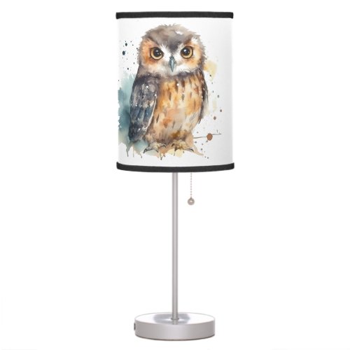 Cute owl in water color table lamp