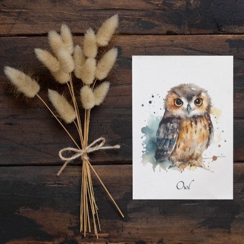 Cute owl in watercolor customizable invitation