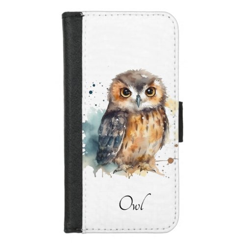 Cute owl in watercolor iPhone 87 wallet case