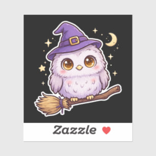 Cute Owl In Witch Hat Halloween Sticker
