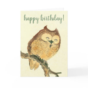 Cute Owl - Japanese Fine Art Birthday Card