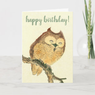 Cute Owl - Japanese Fine Art Birthday Card