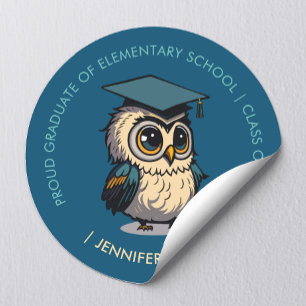 Cute Owl Kids Graduation Back To School Classic Round Sticker