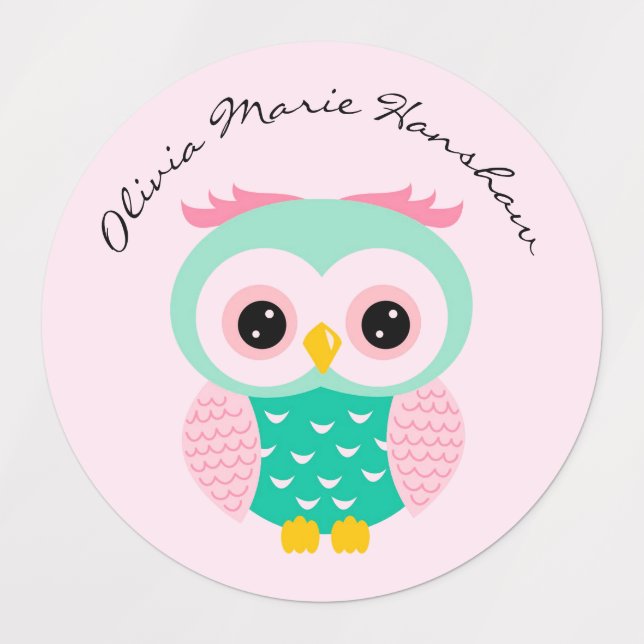 Cute Owl Kids' Labels (Design 1)