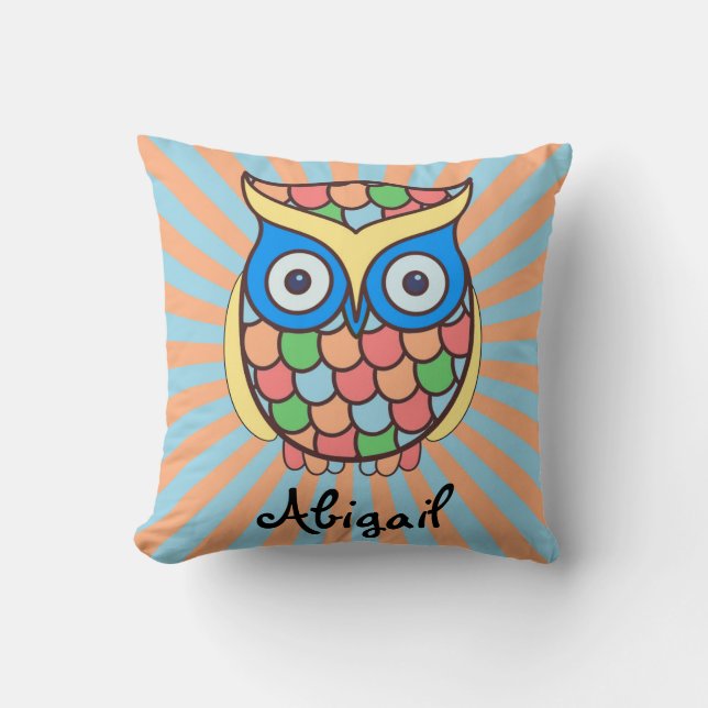 Cute Owl Kids Room Throw Pillow (Front)