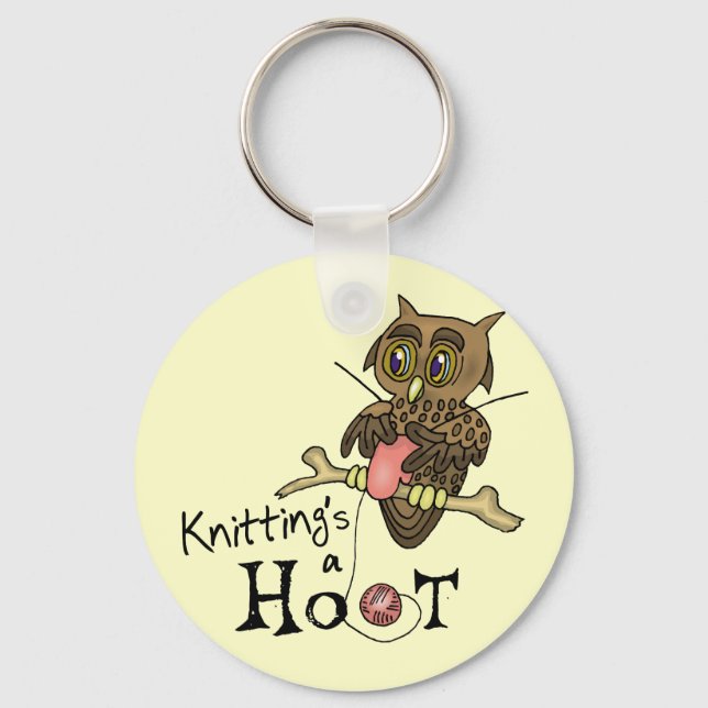Cute Owl Knitting Keychain (Front)