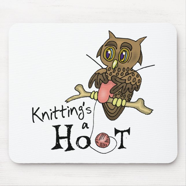 Cute Owl Knitting Mouse Pad (Front)