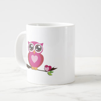 Cute Owl Love Hearts Fine Vector Art Giant Coffee Mug