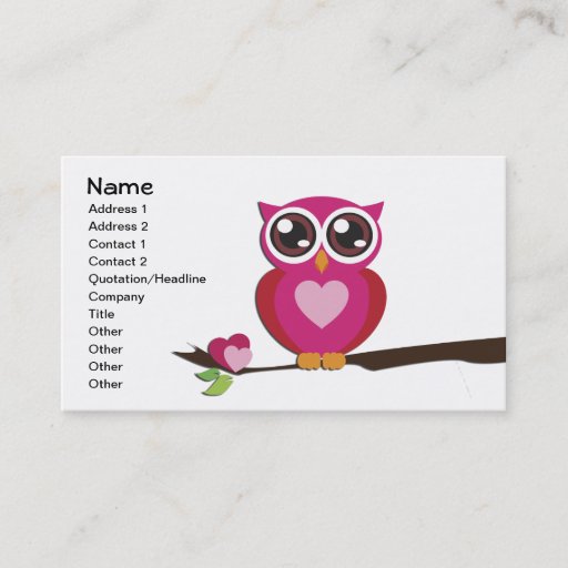 Customizable Cute Owl Love Hearts Business Card Templates
