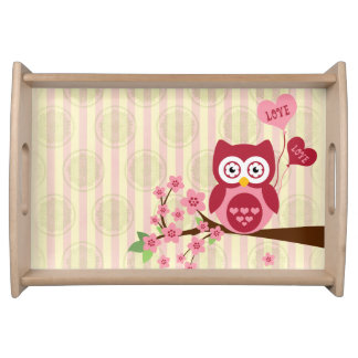 Cute Owl Love Serving Tray