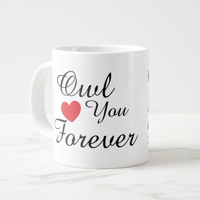 Cute Owl Love You Forever Coffee Meme Giant Coffee Mug (Front Left)