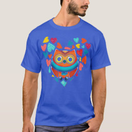 Cute Owl Lover Hearts Forest Wise Bird Animal Owl  T-Shirt