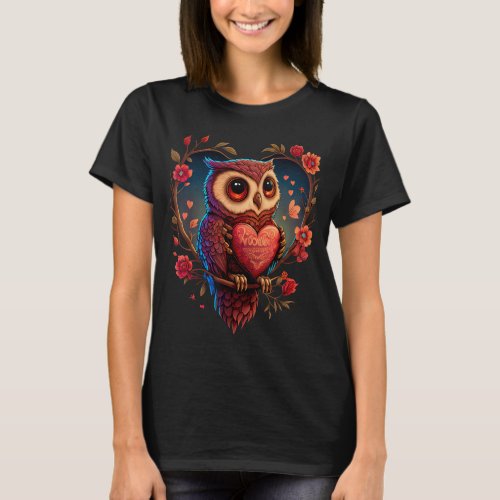 Cute Owl Lover Valentines Day Cute Owl Art Animal  T_Shirt
